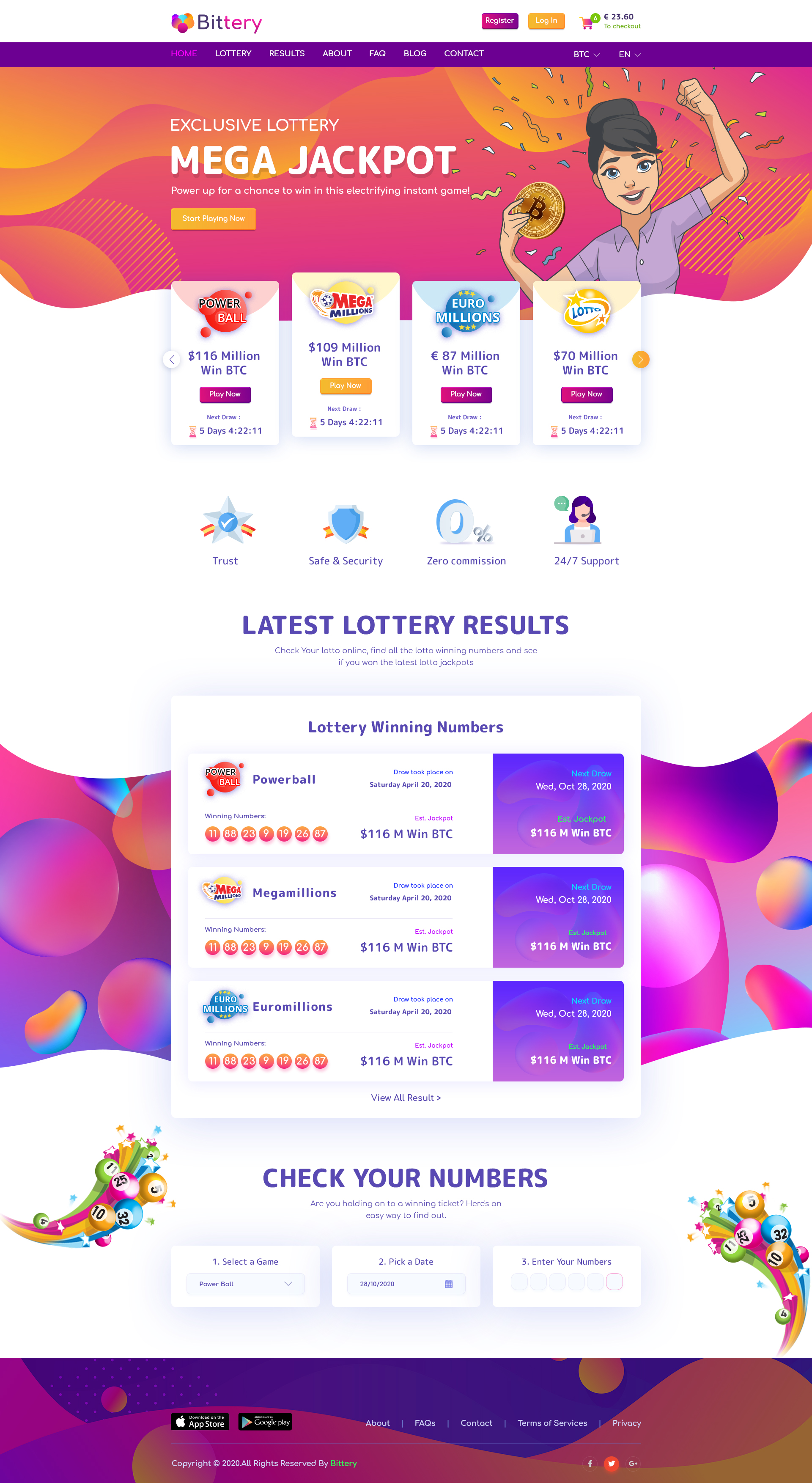 Bittery Online Lotto & Lottery PSD Template by UIAXIS ThemeForest